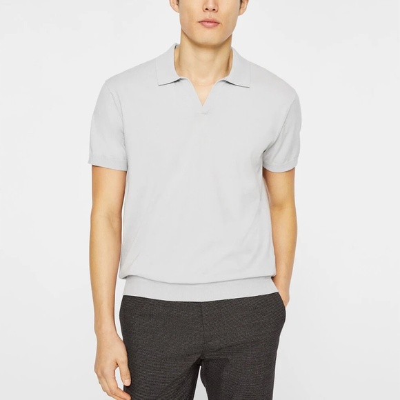 Short Sleeve Tech Johnny Collar Polo -New With Tags NEVER WORN Grey